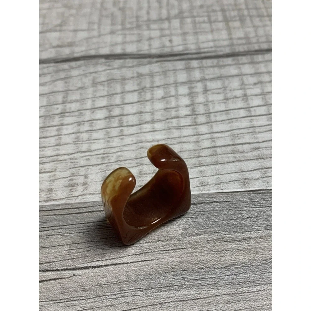 Colorful Acrylic Ring - Transparent Resin Geometric Square Irregular Ring Rust